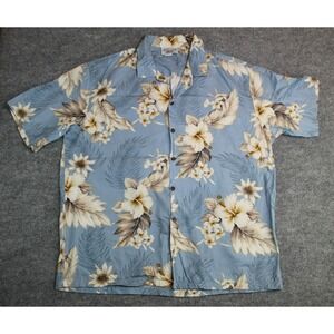Pacific Legend Shirt Mens 2XL Blue Hawaiian Aloha Floral Made in Hawaii USA